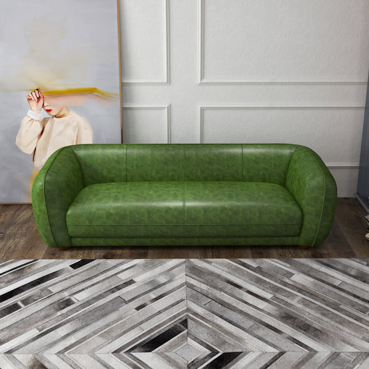 Latitude Run® Leonharda 87" Mid Century Modern Luxury Italian Leather